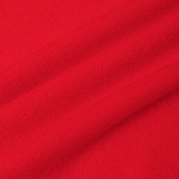 Red Women's Patchwork Fuzzy Trim Collar Fitted Long Sleeve Sweater - Picture 8 of 8